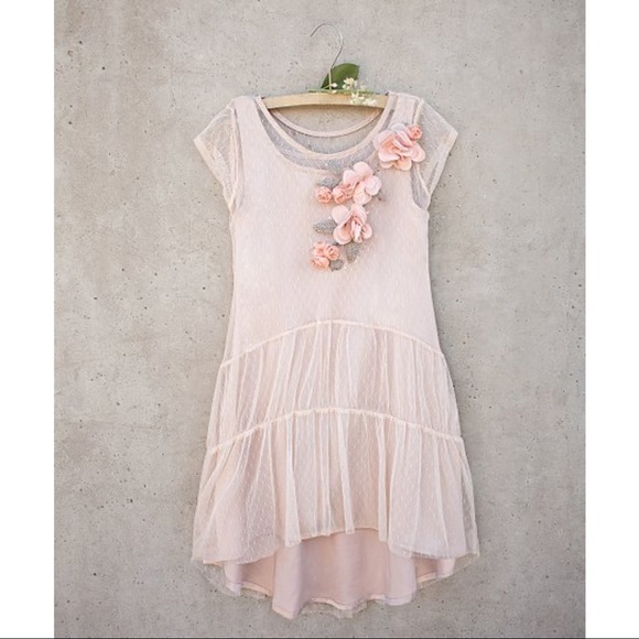 NWT Joyfolie Girls Taupe Floral Loretta Dress